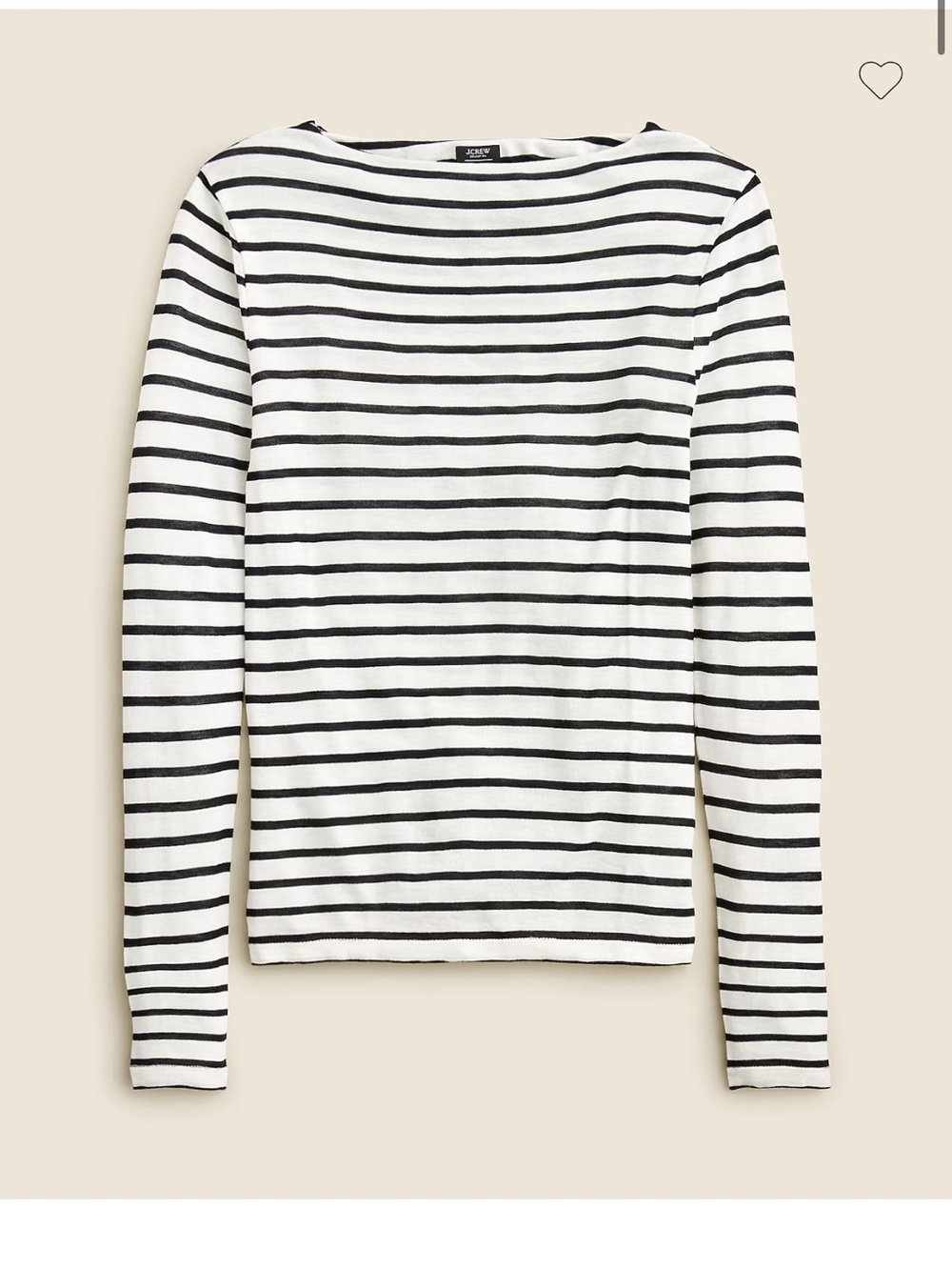 J Crew Striped Long-Sleeve Boatneck layering tee top wool blend small